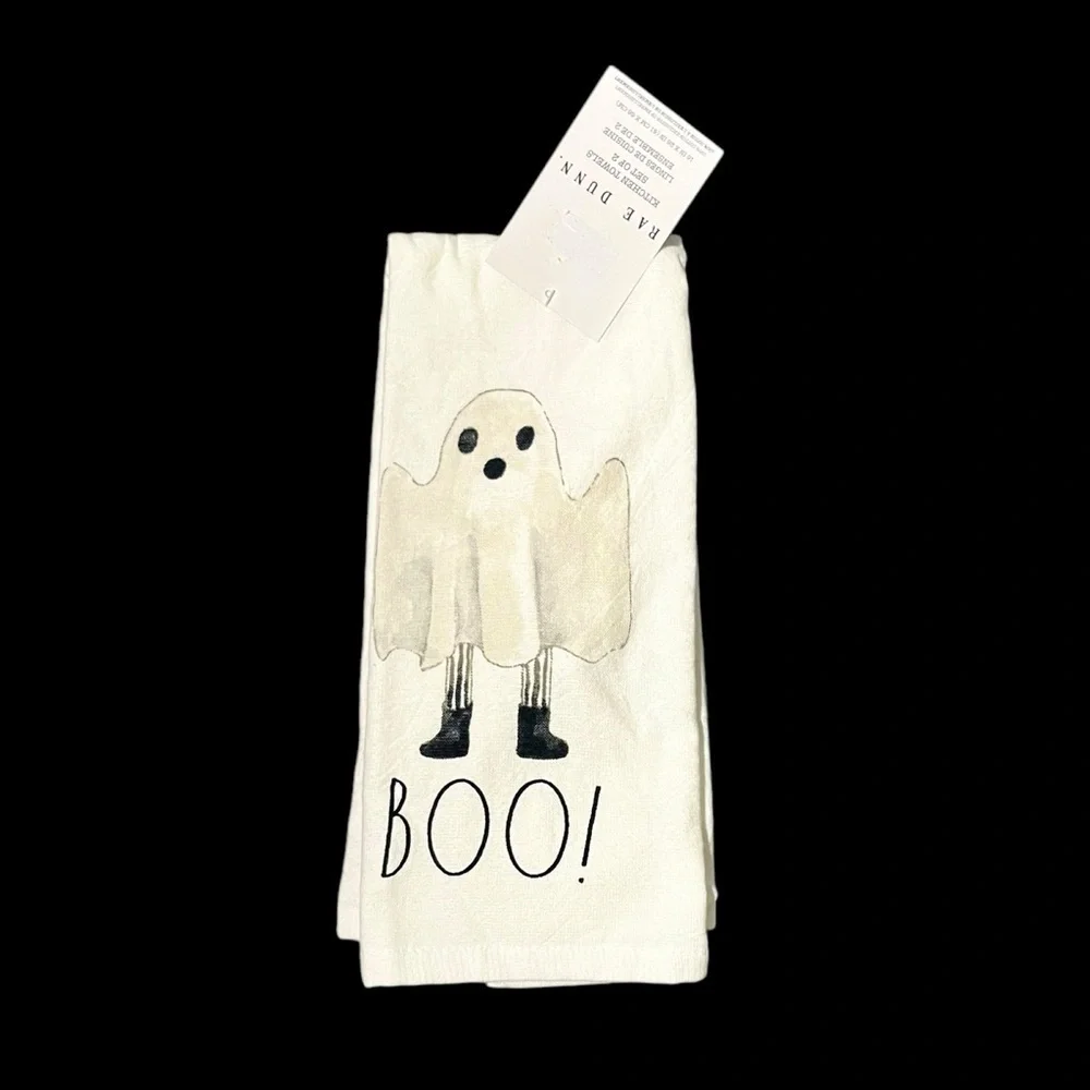 Rae Dunn Halloween Spooky Boo Kitchen Towels Set of 2 New